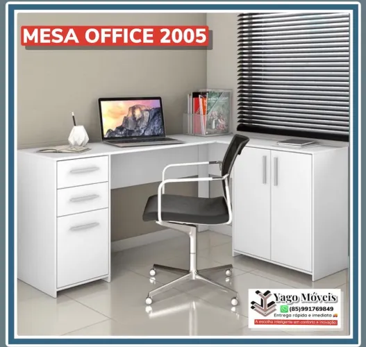Mesa Escrivaninha office em L para salas e escritório em mega Promoção!