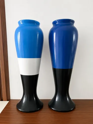 Par de Vasos Decorativos Modernos Azul e Preto 