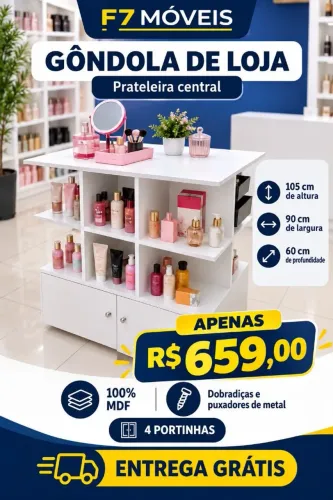 GÔNDOLA CENTRAL LOJA CM 4 PORTA MDF NOVO 