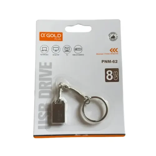 Pen Drive 8GB Gold Plus USB Mini Chaveiro Metal Prateado PNM-62