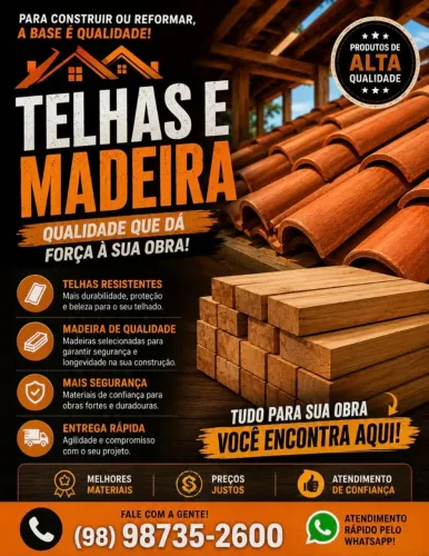Madeiras e telhas a pronta entrega!