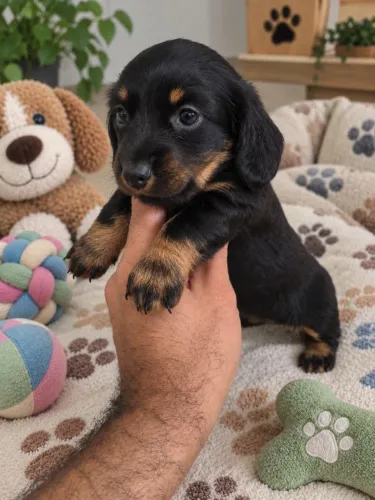 Lindos filhotes Basset teckel pêlo longo disponíveis!