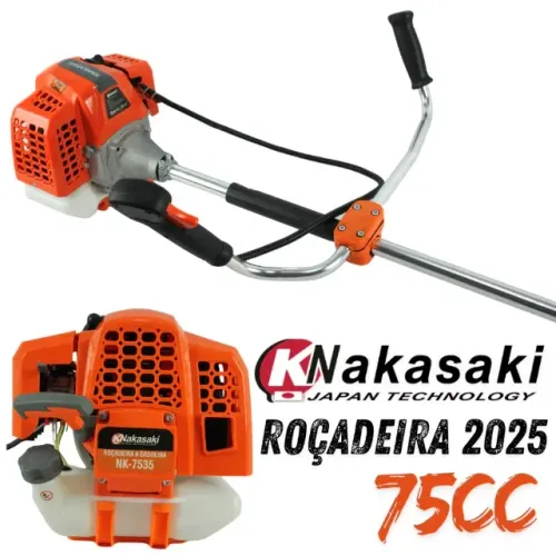Roçadeira Profissional Cortador de grama 3hp 75Cc 2T Com lâmina e Acessórios NK