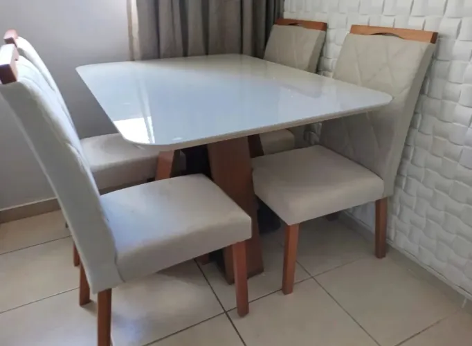 Mesa de Jantar 120x90 4 Lugares Cadeiras em Madeira Pronta Entrega 