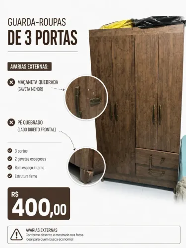 Guarda-Roupas Solteiro 4 portas - Marrom