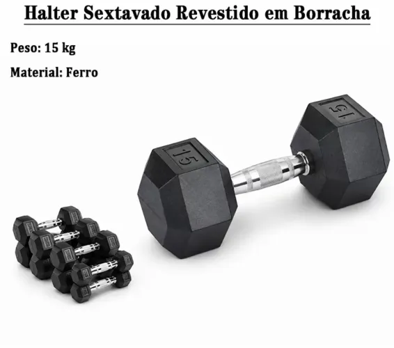 Par Halter 15kg sextavado cromado