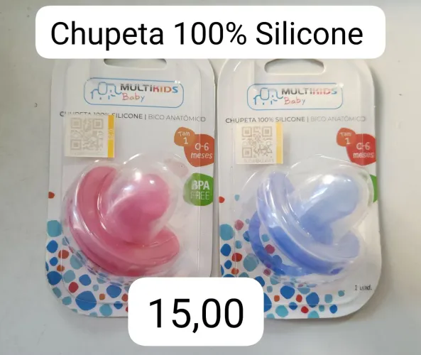 Chupetas 100% Silicone Azul ou rosa 