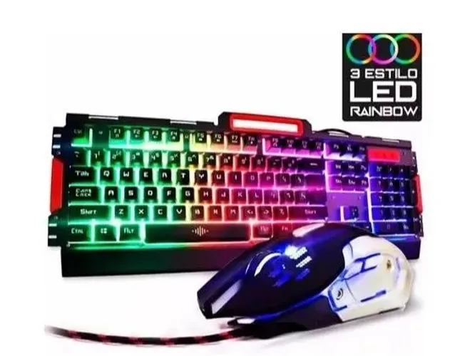 KIT TECLADO E MOUSE COM FIO E LED BK-G3000 EXBOM