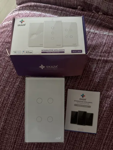 Interruptor Inteligente EKAZA 4 Botões Wi-Fi Touch 2.5D - Novo