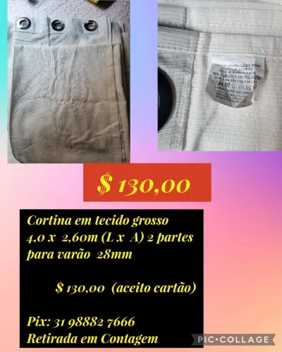 Cortina p/varão  tecido grosso