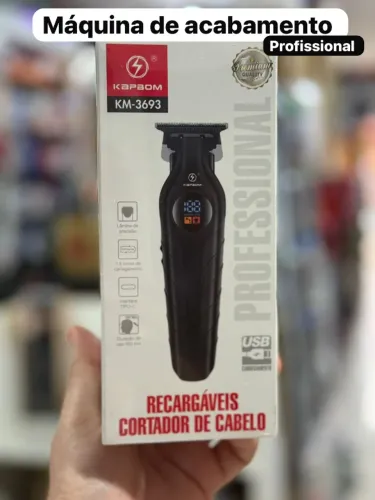 Maquininha Profissional de Corte e Acabamento Barba Cabelo Recarregável