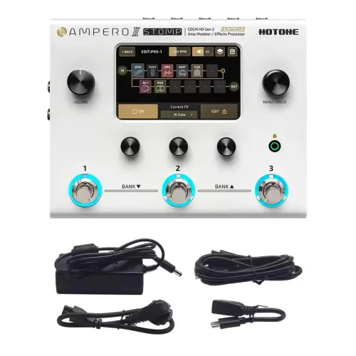 Hotone Ampero 2 Stomp Multi-efeitos para Guitarra Violão e Baixo, Leitor de IR e Modelador