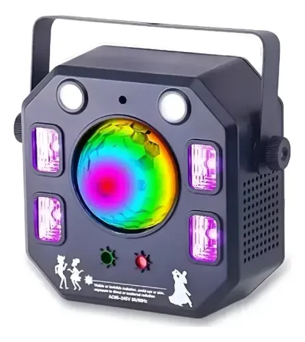 Mult Raios 4x1 Rgbw Strobo Laser Luz Uv Dmx Dj