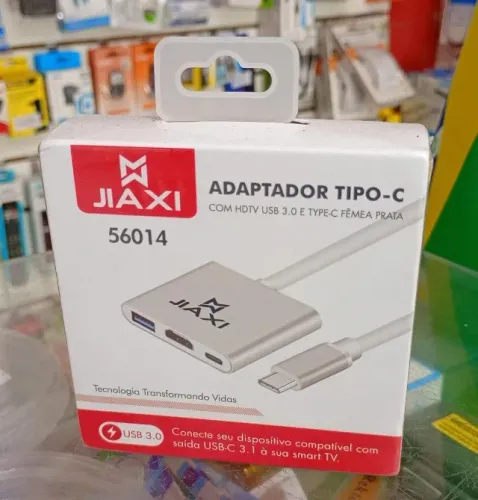 Hub Adaptador Multiportas Tipo-C para HDMI 4K, USB 3.0 e USB-C - Novo