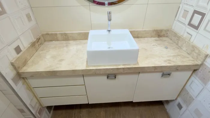 Bancada Banheiro Mármore Bege Bahia