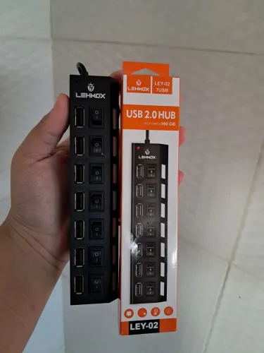 Hub USB 7 Portas Com Chave Liga Desliga Individual LED Para PC Notebook