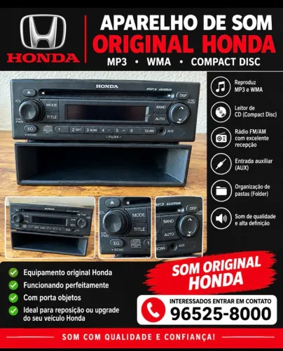 Aparelho de som original Honda MP3/CD
