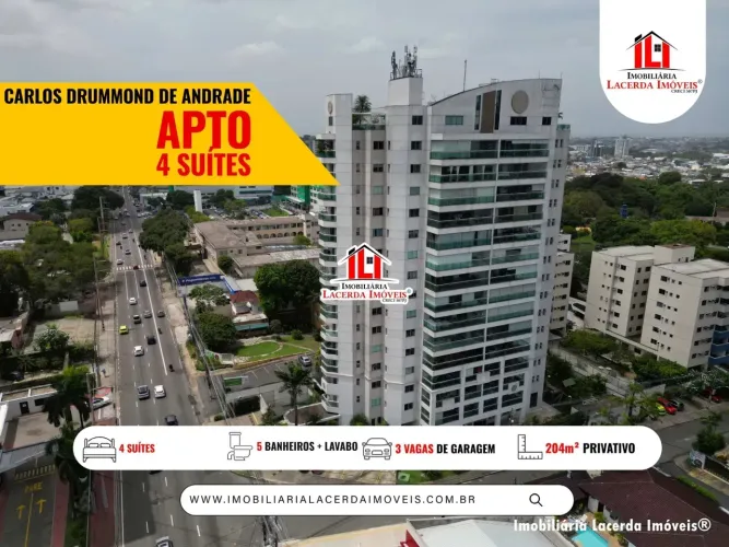 Apto no Condomínio Carlos Drummond de Andrade com 4 Suítes (1 com closet) 1º Andar/ 204m²/
