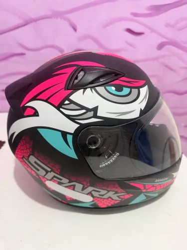  Capacete EBF Spark Dragon Preto e Rosa - Ótimo Estado
