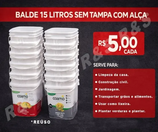 Balde Quadrado 15 litros 