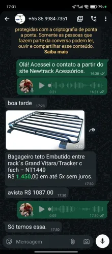 Bagageiro teto embutido entre rack's grand Vitara/ tracker