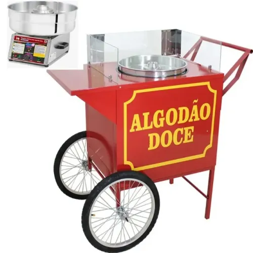 Carrinho + Maquina de Algodão Doce Profissional