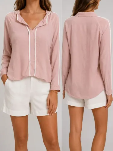 Blusa Social Rosa com detalhes Brancos - Usada em excelente estado