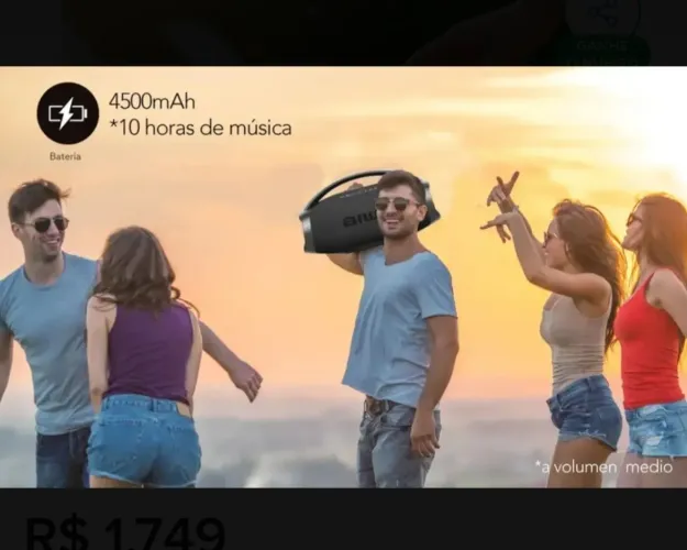 Caixa De Som Aiwa Boombox Aw-h51bt Preto 130w Bluetooth