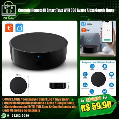 Controle Remoto IR Smart Tuya WiFi 360 Avatto Alexa Google Home 