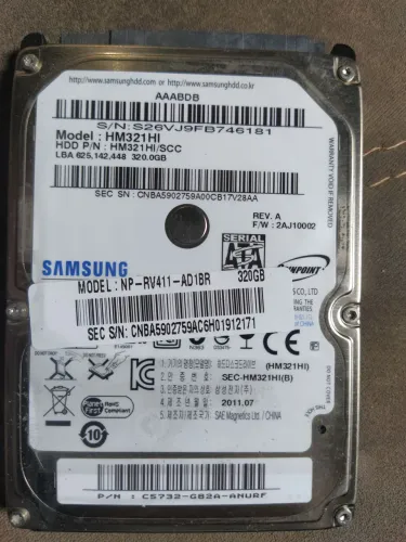 Hd Notebook 320gb Samsung 5400