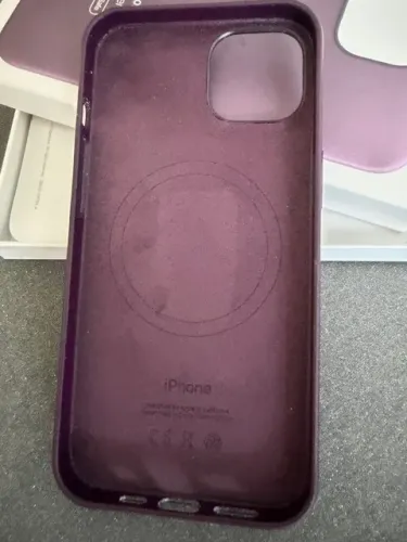 Capa Magsafe Para iPhone 13 Em Couro Cereja Escura