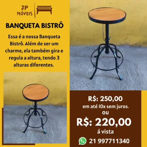 Banqueta bistrô sem encosto.