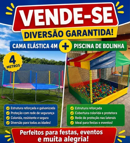 Cama elástica e piscina de bolinha 