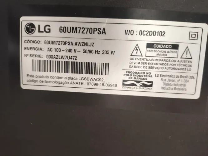 Tv LG 60 polegadas tela Quebrada para aproveitar peças 