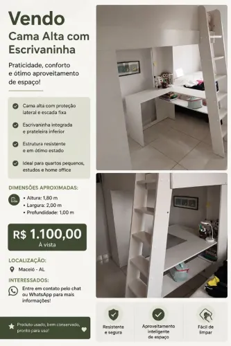 ?Cama Alta Multifuncional com Escrivaninha e Guarda- roupa - Excelente Estado?