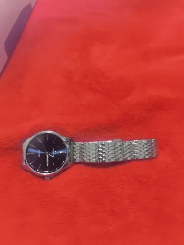 Relógio Masculino Analógico Quartz Prateado (Mostrador Azul)
