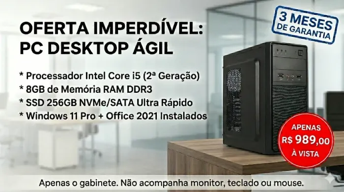 PC Gabinete Torre (Mavint / Mega Byte) - design limpo e funcional.