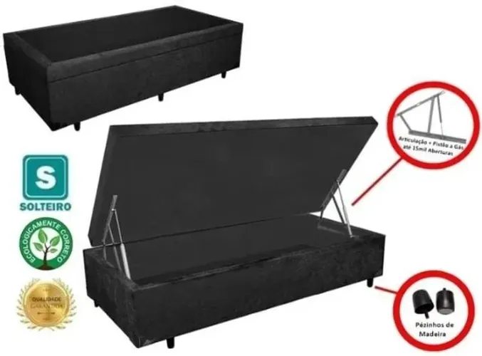 Cama Box Bau Solteiro Madeira Mega Resistente Entrega Grátis em 24h