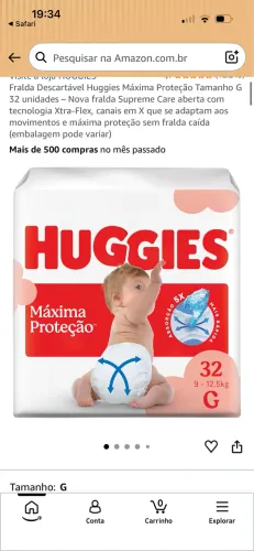 Fralda Huggies máxima proteção 32 unidades G