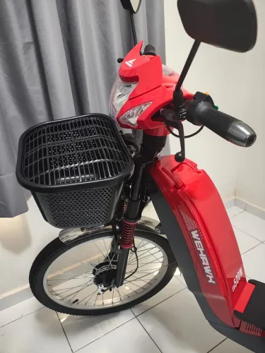 Vendo Bicicleta Elétrica Wehawk EB500W Vermelha - Seminova (Apenas 47km!) + Garantia