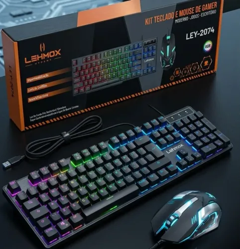 Kit Teclado e Mouse LEY-2074 RGB 