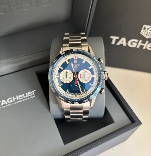 RELOGIO MASCULINO TAG HEUER CARRERA AZUL 43MM LINHA PREM AAA+ QUARTZO