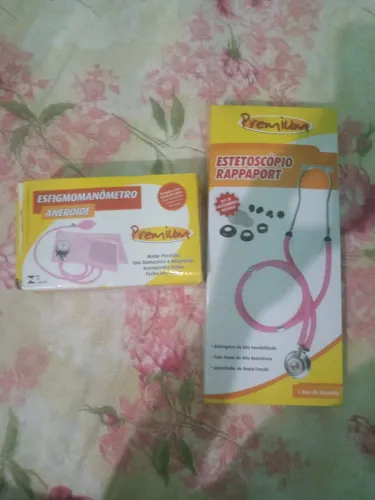 Estetoscópio e esfigmomanômetro kit completo. Marca Premium. Novo