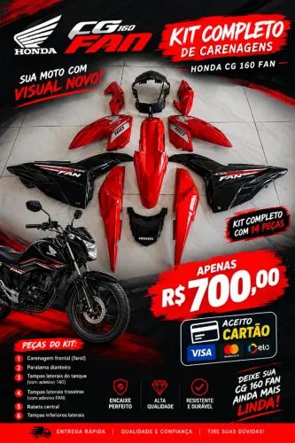 Kit Carenagem cg 160 vermelha
