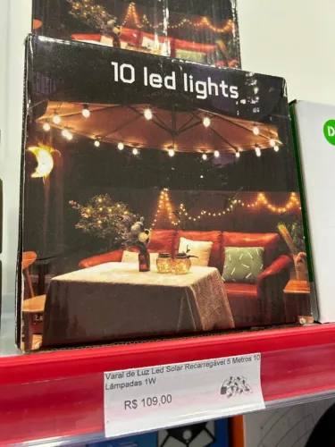Varal de Luz 5m Carregamento solar Decoração 