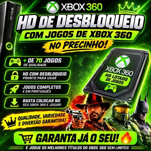 HD externo de 500gb com vários jogos do Xbox 360 "funciona em qualquer modelo do Xbox 360*