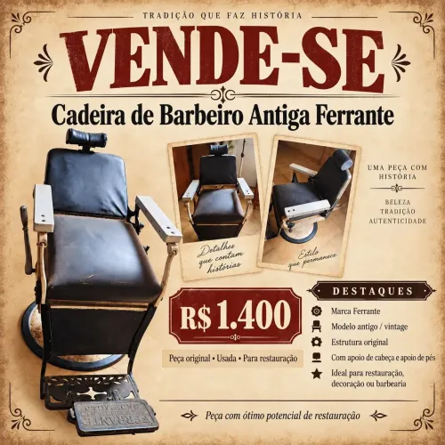 Cadeira De Barbeiro Antiga