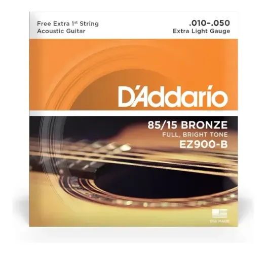 D'Addario EZ900-B Encordoamento Para Violão Aço 85/15 Bronze Com Corda Extra PL010