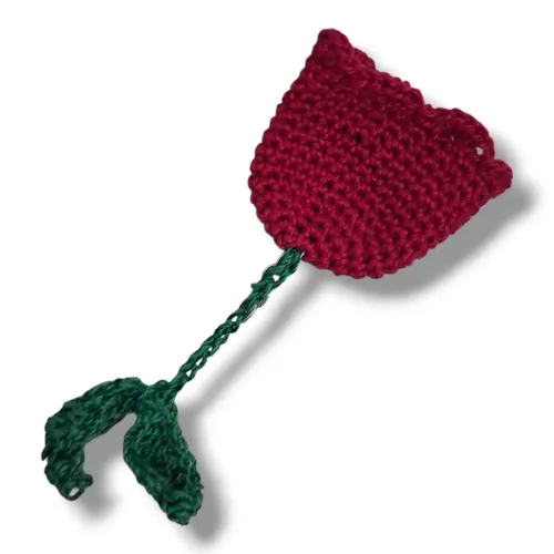 Chaveiro Rosa Flor Crochê Artesanal