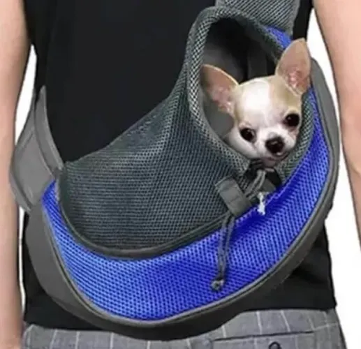 Bolsa Para Ombro P/ Transporte Pet Cachorro Gato Cor Azul - P